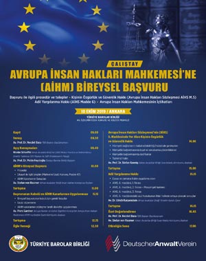 türkiye barolar birliği: çalıştay/ avrupa insan hakları mahkemesi'ne (aihm) bireysel başvuru / 10 ekim 2019