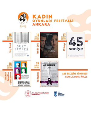 Ankara Büyükşehir Belediyesi kadın tiyatro festivali 15-19 Şubat